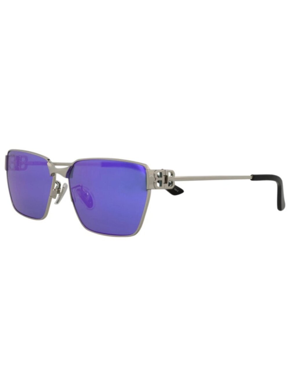 New Balenciaga Women's Sunglasses Square Rectangle Metal Frame Unisex Silver